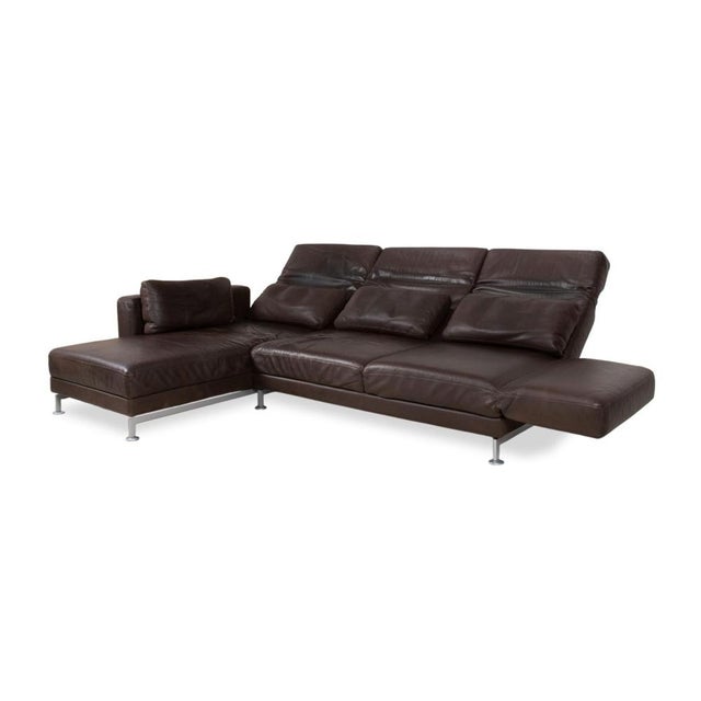 Moule Leather Corner Sofa in Brown Chrome with Manual Function from Brühl For Sale - Image 4 of 18
