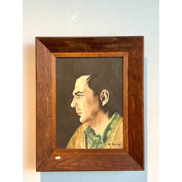 Vintage Boho Original Oil Portrait on Canvas For Sale - Image 4 of 8