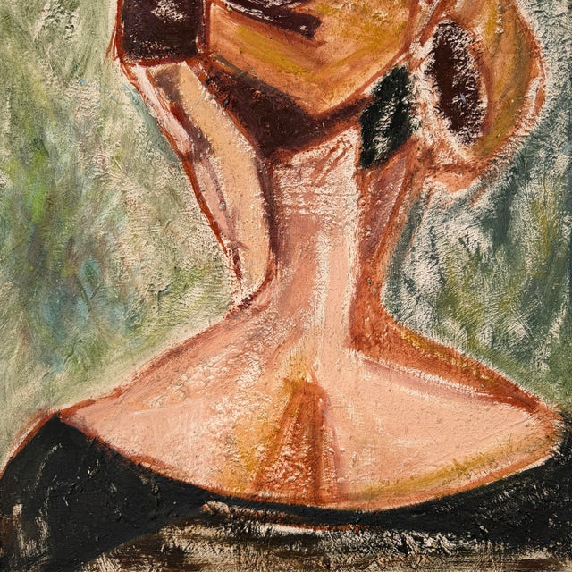 Paint Unsigned Abstract Oil Painting of a Woman From Behind For Sale - Image 7 of 12