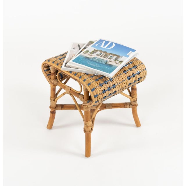Mid-Century Rattan and Bamboo Stool, 1960s For Sale - Image 10 of 17