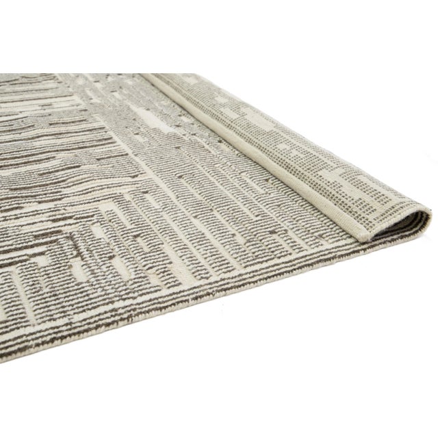 Modern Beige Moroccan Style Wool Rug Featuring an Abstract Design by Apadana For Sale - Image 4 of 10