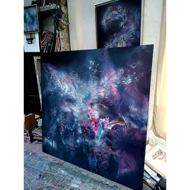“The Hidden Angel of the First Light” In “The Hidden Angel of the First Light” (140 x 140 cm), part of the visionary cycle...