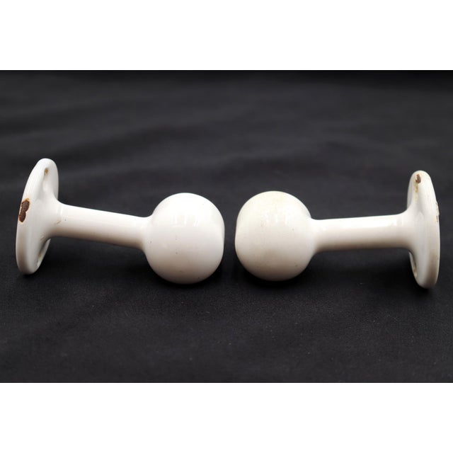 Mid 20th Century Pair of Vintage White Bathroom Towel Brackets For Sale - Image 5 of 6