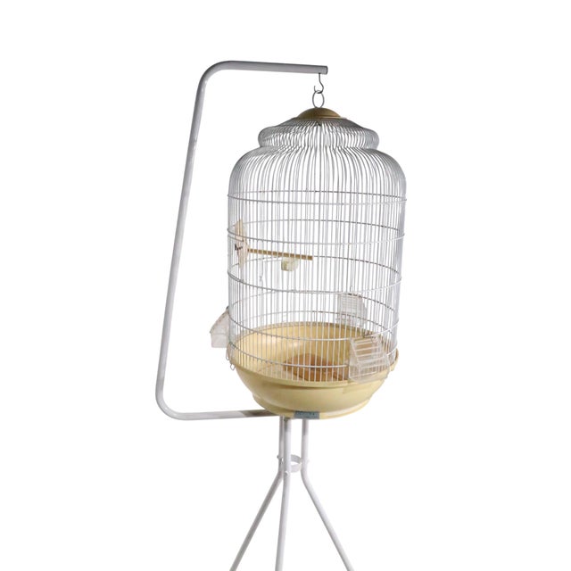 Mid 20th Century Vintage Mid Century Birdcage and Stand Made in Italy by F O P C. 1970's For Sale - Image 5 of 17