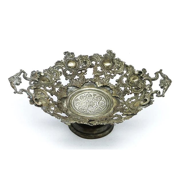 Biedermeier Bowl on Stand, Former Austro-Hungarian Empire, 1900s For Sale - Image 9 of 9