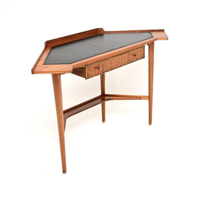 Vintage Corner Desk with Leather Top, 1960 For Sale - Image 4 of 11