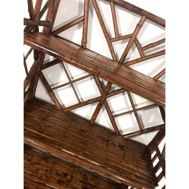 Brown Four Tier Traditional Rustic Bamboo Bookcase or Shelving For Sale - Image 8 of 10