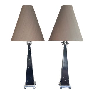 1990s Custom Obelisk Table Lamps - a Pair For Sale
