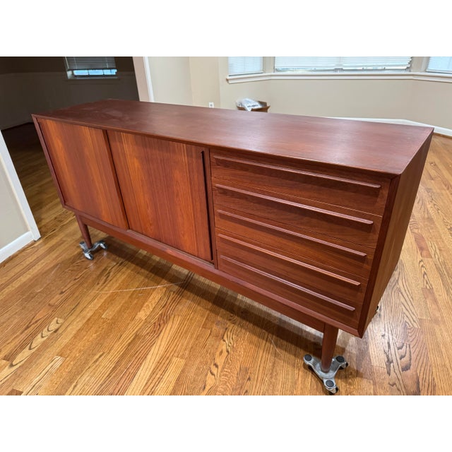 1960s h.p. Hansen’s Mobelindustri Danish Mid Century Modern Teak Credenza / Sideboard / Buffet or Tv Stand For Sale - Image 10 of 12