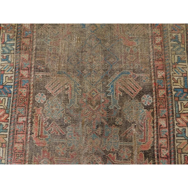 Textile Distressed Antique Persian Rug- 6'3"x 3'6" For Sale - Image 7 of 12