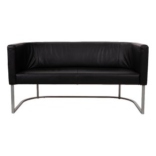 DS-207 Leather Two-Seater Sofa in Black from de Sede For Sale