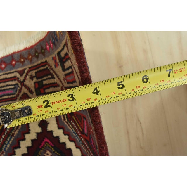 Hamedan Runner 2’9” X 9’4” Red Wool Vintage Tribal Hand-Knotted Oriental Rug For Sale - Image 12 of 14