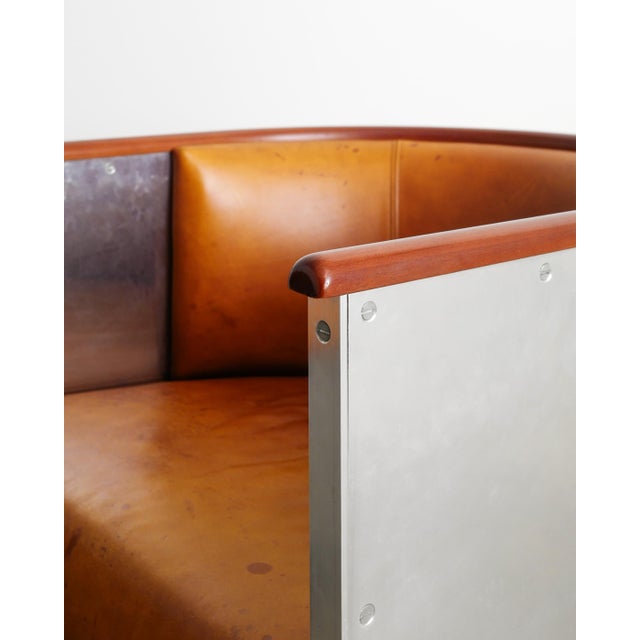 Swedish Aluminium and Brown Leather Armchairs by Mats Theselius for Källemo, Set of 2 For Sale - Image 4 of 8