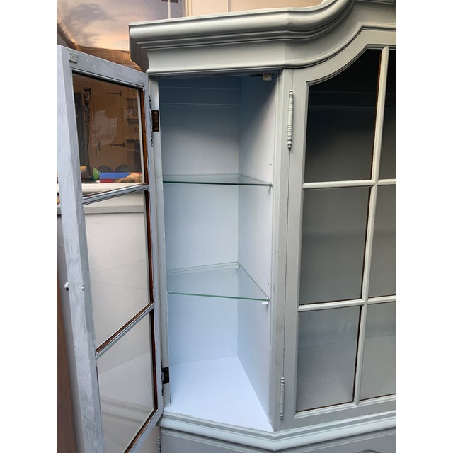 Blue Vintage French Style Painted Display Cabinet For Sale - Image 8 of 11