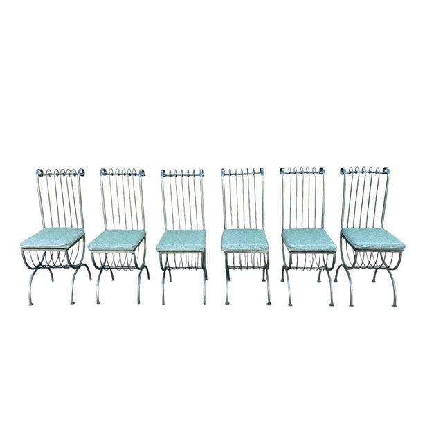 Metal Mid 20th Century S. Salvadori Attributed Italian Iron Dining Chairs - Set of 6 For Sale - Image 7 of 12