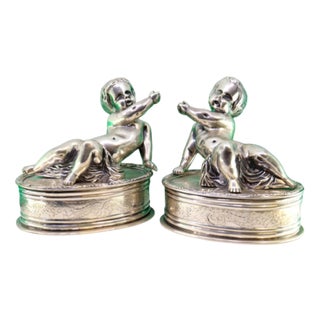 Silver Putties in Perfect Elliptical Shapes, Set of 2 For Sale