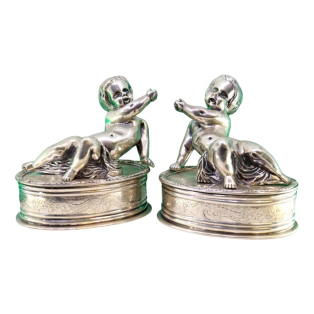 Silver Putties in Perfect Elliptical Shapes, Set of 2 For Sale