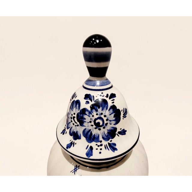 Antique Dutch Hand-Painted Delft Blue Lidded Vase, Holland, 1920s For Sale - Image 15 of 18