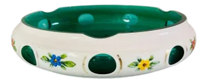 Vintage Bohemian Art Glass Czech Hand Painted Ashtray