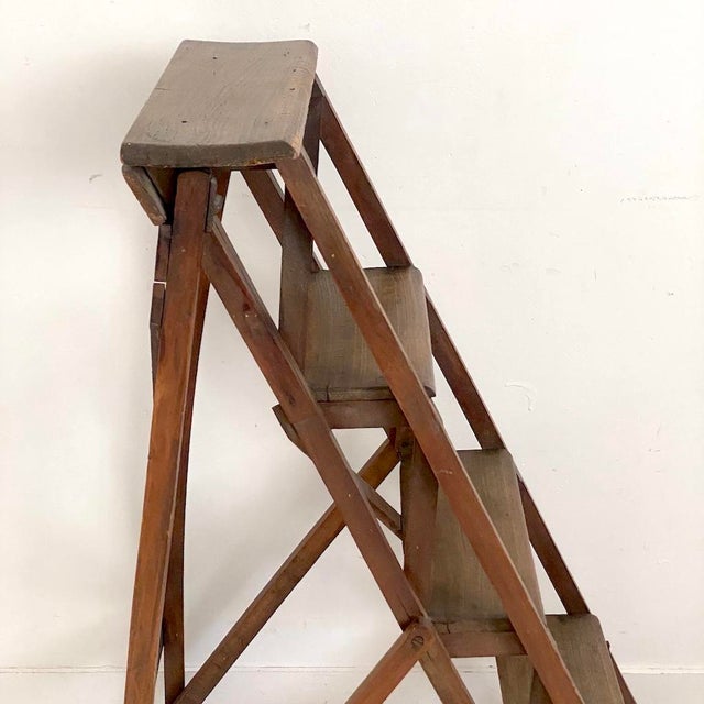 Brown Small Vintage Stepladder in Beech, 1950s For Sale - Image 8 of 10