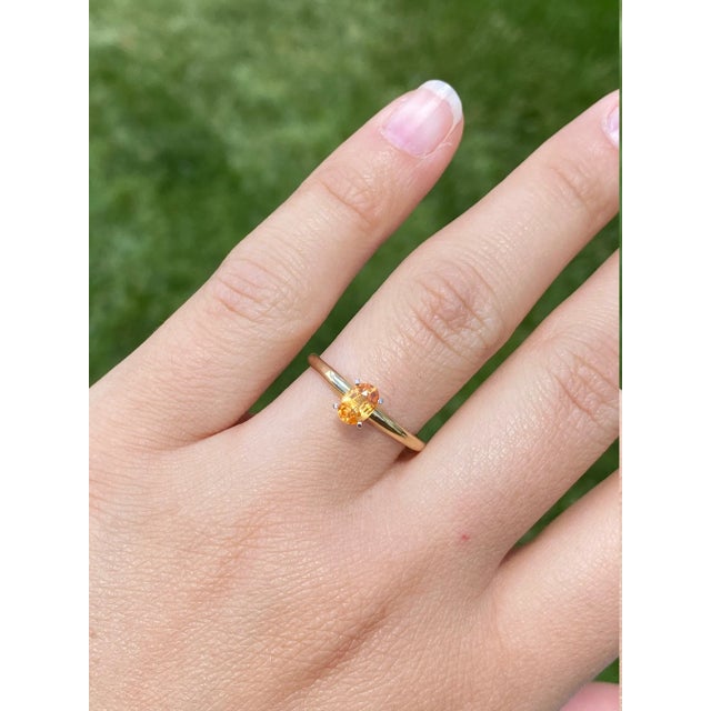 Metal The Azucena: Ladies Engagement Style Ring set with 0.62 CT Mandarine Garnet For Sale - Image 7 of 9