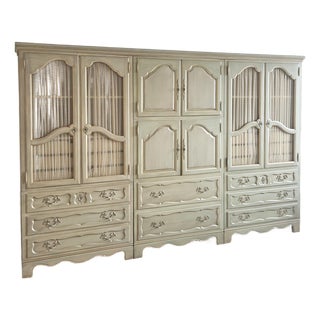 Mid 20th Century French Provincial Triple Armoire Wall Unit by Baker Furniture For Sale
