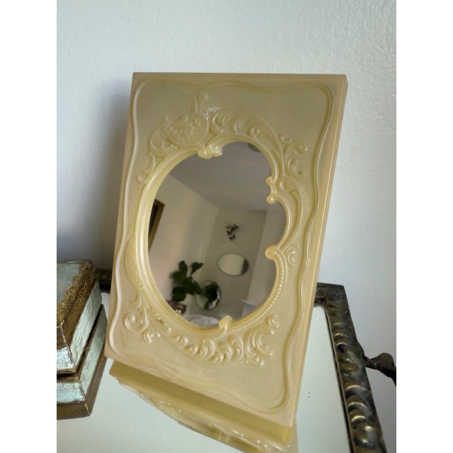 1950s Vintage Rococo Revival Cherub Resin Table Mirror For Sale - Image 4 of 13