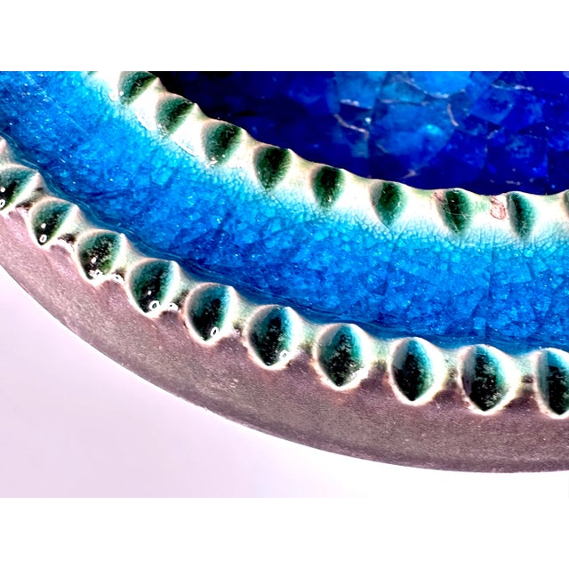 Rimini Blue Glazed Ceramic Art Bowl with Broken Glass Inlay, 1960s For Sale - Image 11 of 12