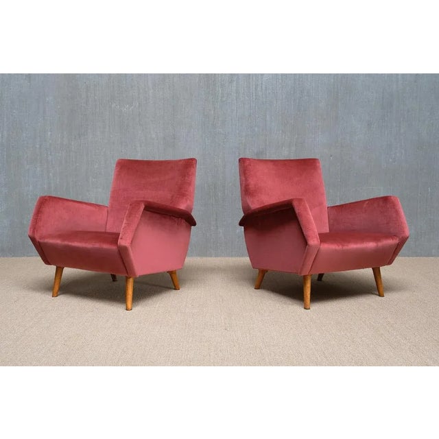Set of Vintage Chairs in Coral Red Velvet and Beech by Gio Ponti for Asko, 1950s For Sale - Image 17 of 17