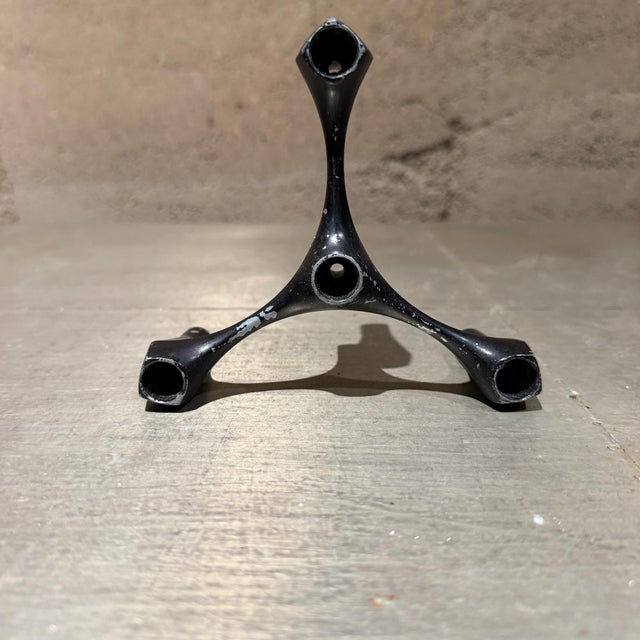 For your consideration, a vintage Candle cast alluminum painted in black thin taper candle holder from the Mid-Century...