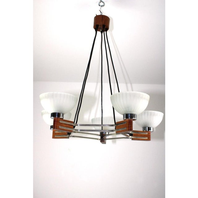 Art Deco Rosewood and Glass Chandelier, 1930s For Sale - Image 14 of 14