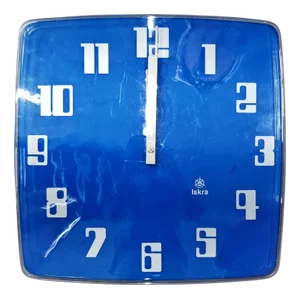 Space Age Wall Clock in Electric Blue Acrylic from Iskra, Former Yugoslavia, 1970s