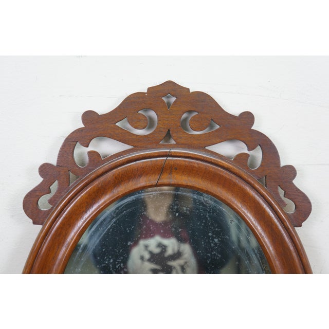 Early 20th Century Antique Victorian Mahogany Oval Vanity Dresser Mirror 28" For Sale - Image 5 of 14