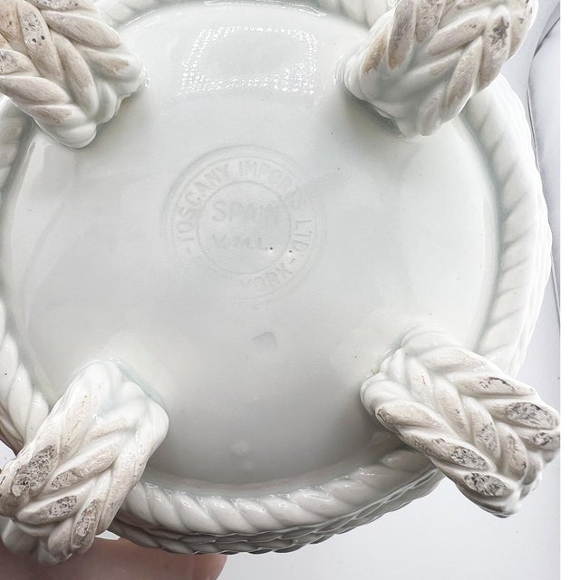 Spanish Glazed Rope Basket Cachepot With Knot Feet - 20th Century For Sale In Oklahoma City - Image 6 of 7