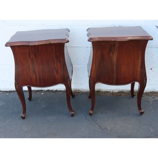 This beautiful Pair of Nightstands is made of wood, mahogany, and metal. These two gorgeous end tables feature highly...