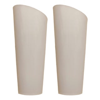 Large White Wall Lamps, 1950s, Set of 2 For Sale