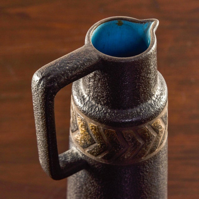 Mid Century Signed Ewer Form Ceramic Vase by Ceramano of West Germany For Sale In Detroit - Image 6 of 9