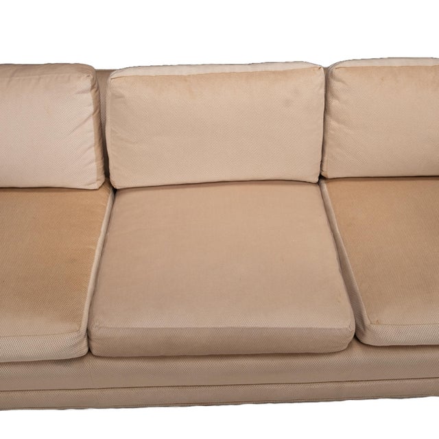 Tan 1970s Duck Feather Down Upholstered Long Parson Sofa by Baker - For Reupholstering 2 of 2 For Sale - Image 8 of 14
