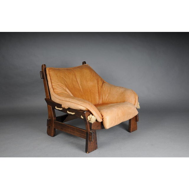 Vintage Lounge Chairs in Leather and Oak from Maison Regain, France, 1960s, Set of 2 For Sale - Image 3 of 18