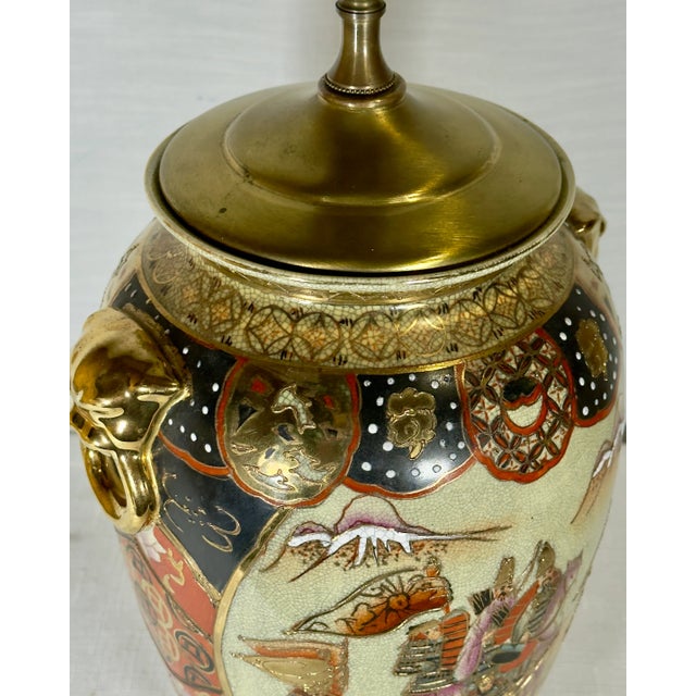 1970s Satsuma Style Chinoiserie Lamp by Turtle and Crane For Sale - Image 13 of 17