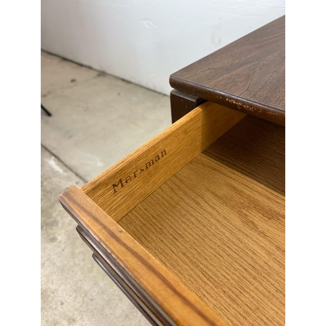 Wood Mid Century Modern End Table With One Drawer by Mersman For Sale - Image 7 of 12