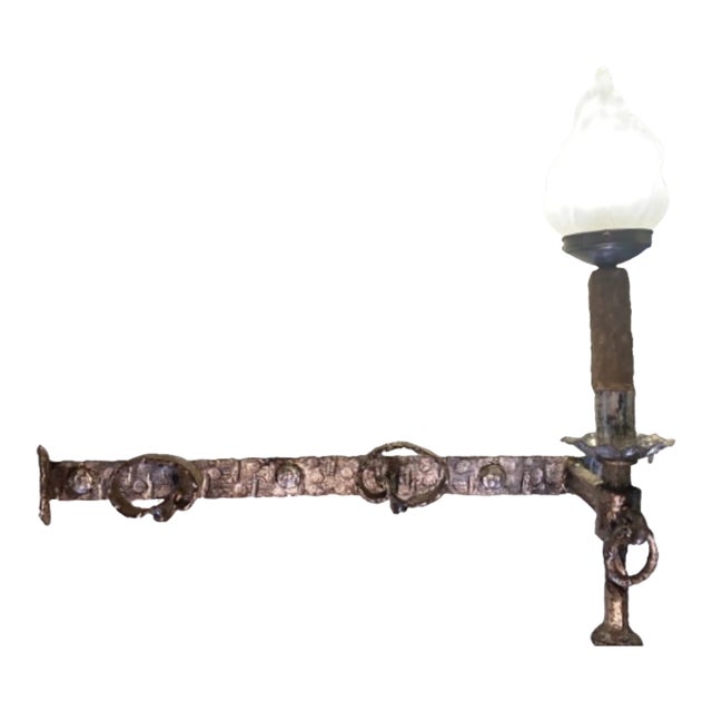 Vintage Style Wrought Iron Hanger With Torch Light, 1960s For Sale