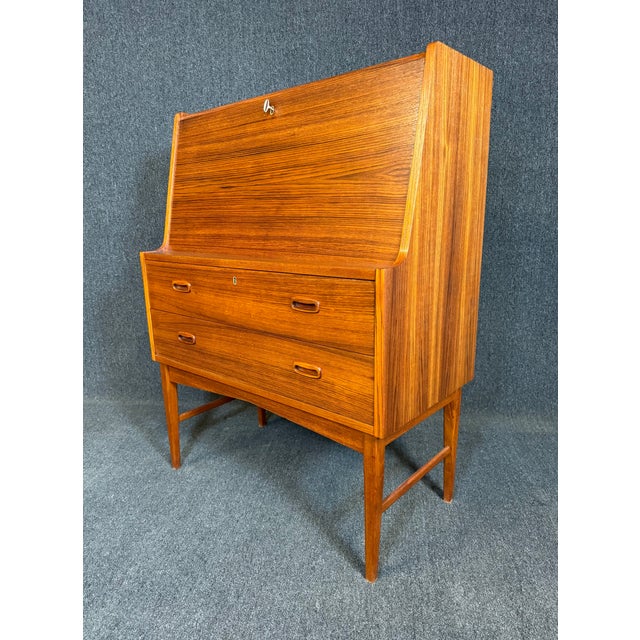 Vintage Danish Mid Century Modern Teak Secretary Desk For Sale In San Diego - Image 6 of 10