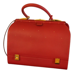 Red Leather Briefcase Bag with Shoulder Strap from Hermès, 1990s