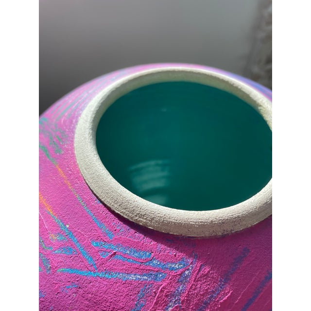 Ceramic Michael Weinberg Postmodern Studio Pottery Raku Vase For Sale - Image 7 of 9