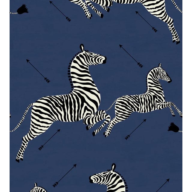 Sample - The House of Scalamandré Zebras Outdoor Fabric, Denim For Sale