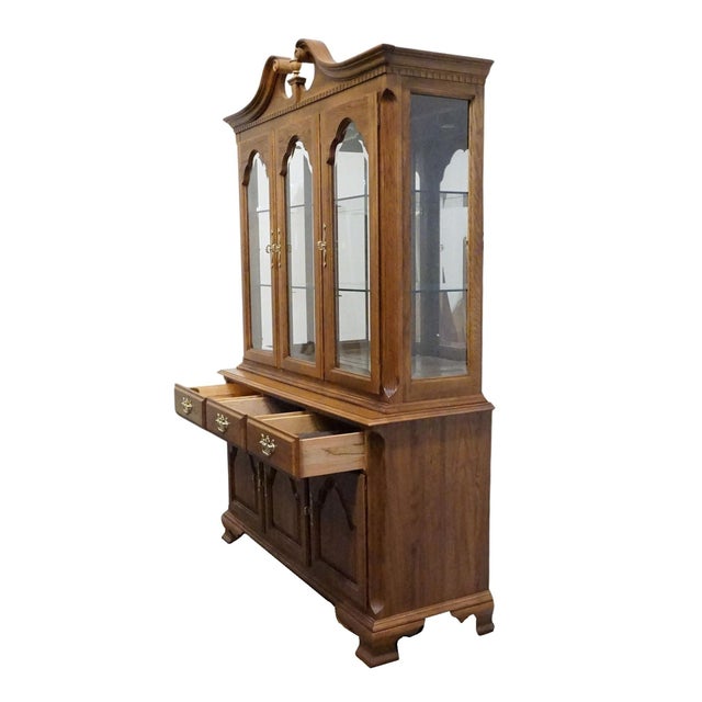 Keller Furniture Solid Cherry Traditional Style 56" Buffet W. Lighted Display China Cabinet For Sale - Image 9 of 15