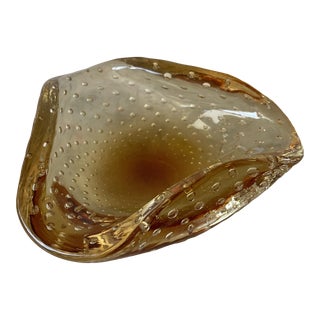 Vintage 1950s Barbini Murano Bubble Glass Bowl For Sale