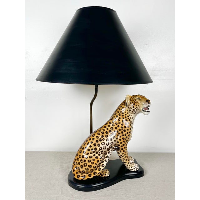 Mid 20th Century Mid Century Ceramic Leopard Lamp For Sale - Image 5 of 12