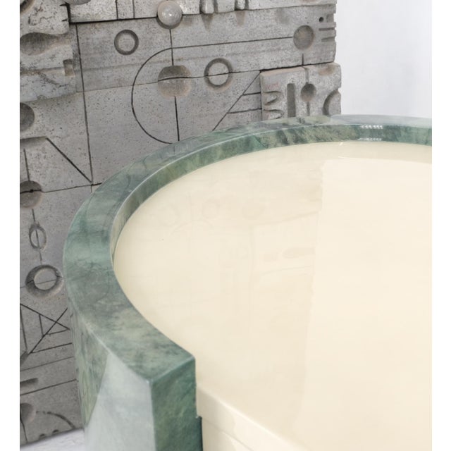 Two Part Side by Side Racetrack Buffed Lacquered Goatskin Dresser Credenza Mint! For Sale - Image 15 of 18